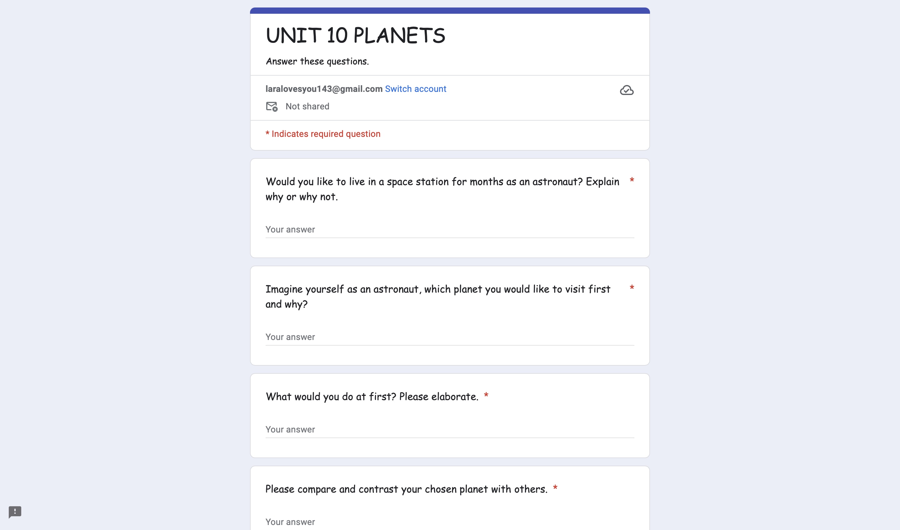 Google Forms screenshot